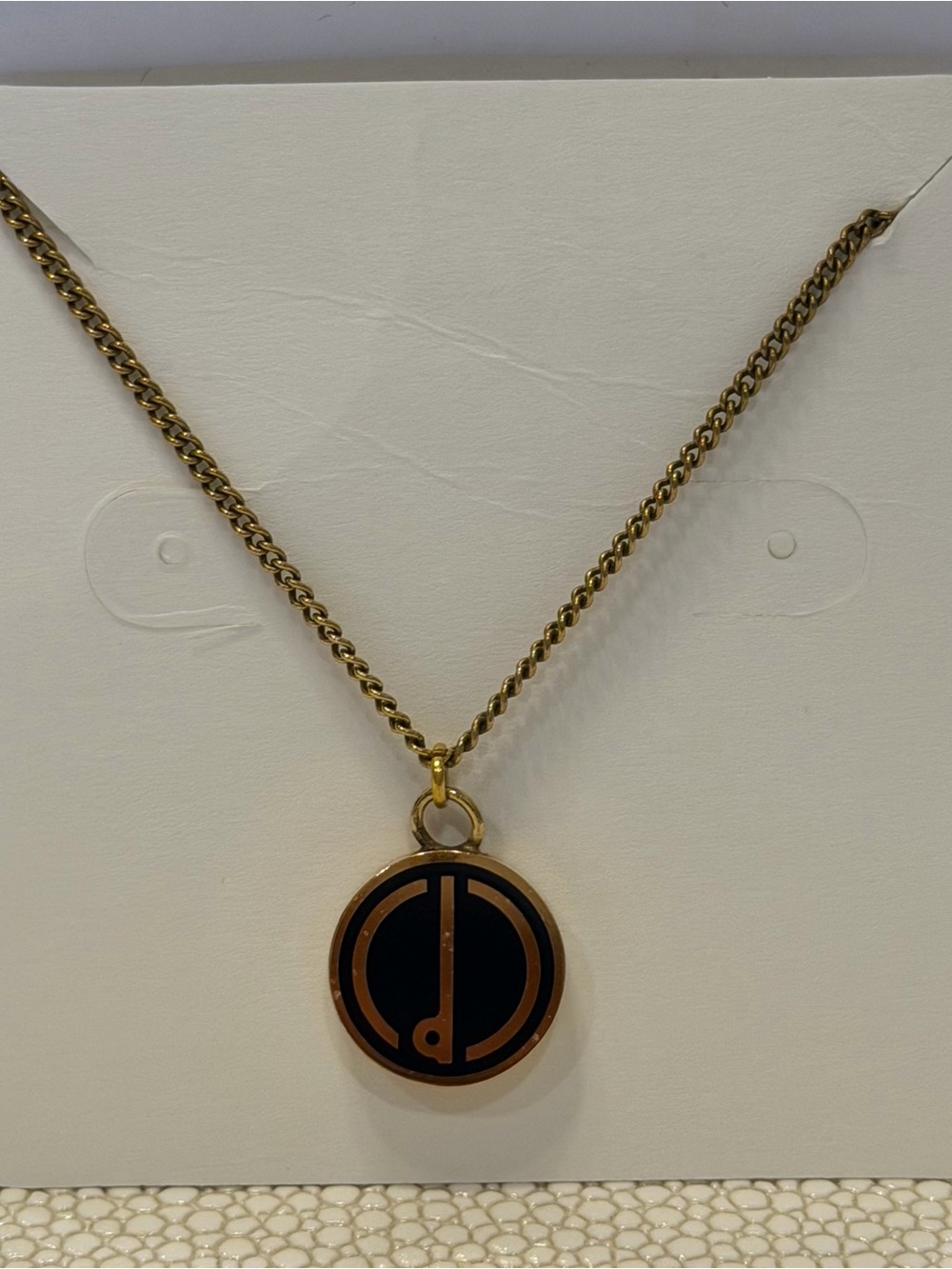 Dunhill Gold and Black Round Pendant Necklace